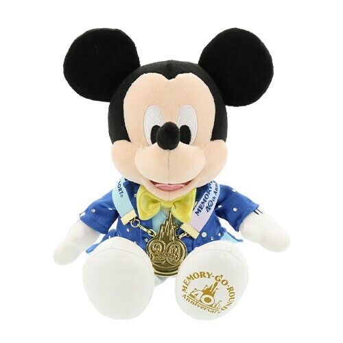 [現貨]東京迪士尼園內 40週年限定 "Memory-Go-Round"系列 Mickey Mouse 米奇老鼠 藍色披肩 “城堡20週年"掛牌22cm公仔